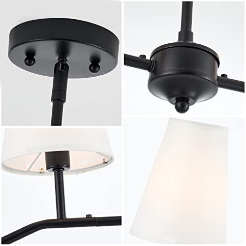 VILUXY Classic Linear Chandelier Off-White Fabric Modern Kitchen Island Pendant Lighting for Indoor, Dining Room, Living Room, Restaurant 4-Light
