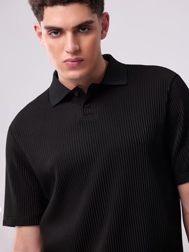 Polo para hombre de manga corta con tejido acanalado texturizado y botones, ideal casual para verano, trabajo y vacaciones miniatura 4