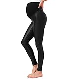 Tagoo Maternity Faux Leather Leggings for Women Pregnancy Pleather Pants Trendy Maternity Clothes for Pregnant Women Black
