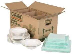 U-Haul Dish Packing Kit – for Dishes and Glassware – Includes 1 Box, 1 Cell Divider Unit, and 32 Assorted Foam Pouches