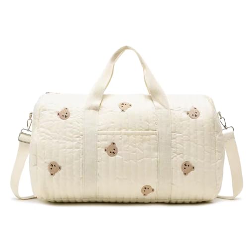 Image of BBIQI Quilted Duffle Bag for Women Cute Baby Hospital Bag Floral Duffle Bags