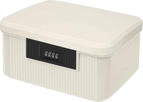 金庫 ダイヤル式 収納ボックス 大容量2段式 9L ミニ金庫 家庭用 小型 収納ボックス貯金箱 キャッシュ (ベージュ)