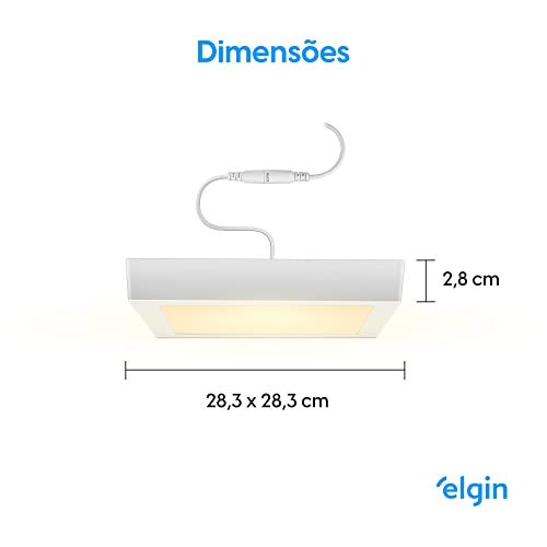 Luminária LED Inteligente 24W 3000-6500K Elgin Quadrada de Sobrepor Wi-Fi Bivolt Compatível com Alex