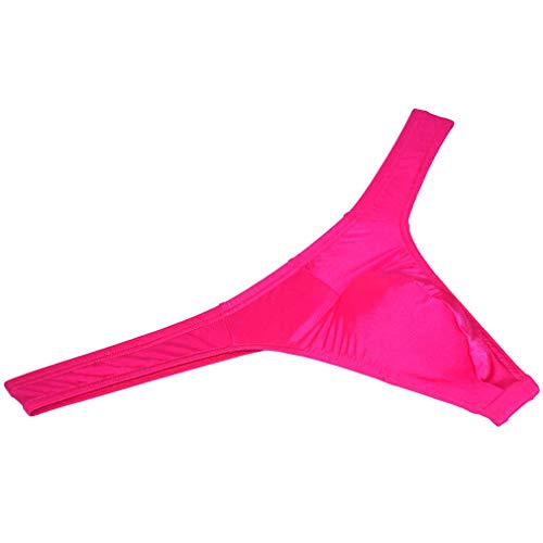 Sexy Men's Glossy Thong Underwear Stretchy Ice Silk T-Back Hipster Tangas Trunks3