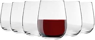 6X 475ml Stemless Wine Glasses Set - 'Corto' Range - Large Modern Style Picnic & Party Glass Tumblers for Red, White & Rose Wine - by Argon Tableware