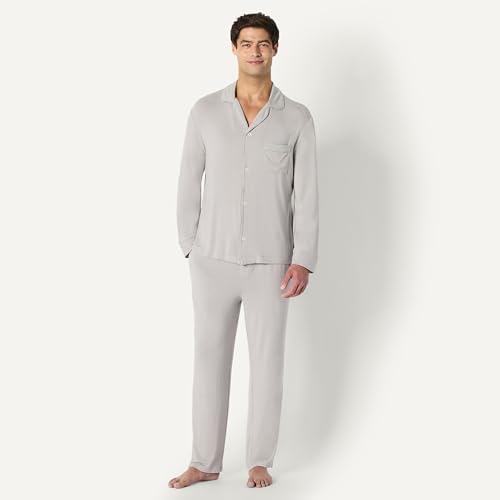 Image of Amazon Essentials x Sofia Grainge Men's Long Sleeve Relaxed Fit Breathable Modal Jersey Pajama Set, Loungewear