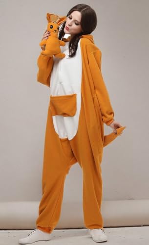 Image of Adult Kangaroo Onesie Cosplay Costume Pajamas Halloween Sleepwear