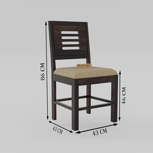 Image of Solid Sheesham Wood 3 Seater Dining Table | Three Seater Dinner Table with 2 Cushions Chairs & 1 Bench | Dinning Table Set 3 Seater for Living Room | Yellow Cushions | Walnut Finish