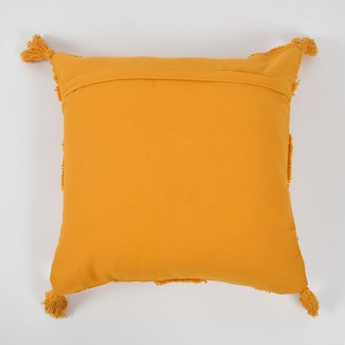 Image of TIB Premium Boho Decorative Throw Cushion Covers, 16 x 16 cm, Set of 2, Cotton. (Mustard Checks)-230 TC