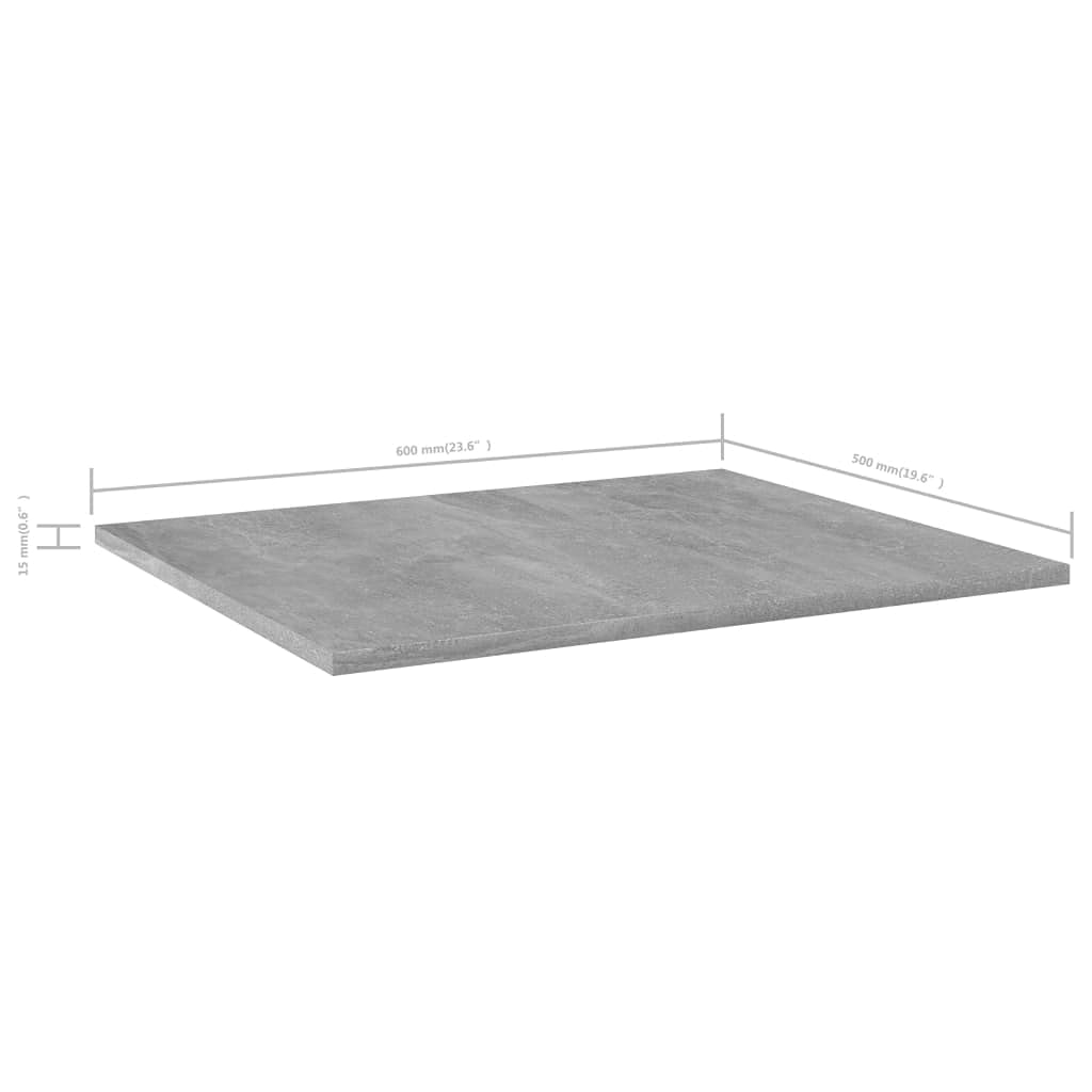 Regał na książki z materiału drewnopochodnego, szary beton, 60 x 50 x 1,5 cm, 8 półek regałowych na ścianę i szafę, modułowe rozszerzenie, do biura, salonu, sypialni i przechowywania