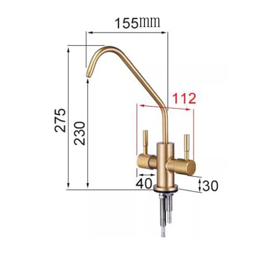 Robinet de purificateur d'eau double sortie en acier inoxydable or brossé B - 3