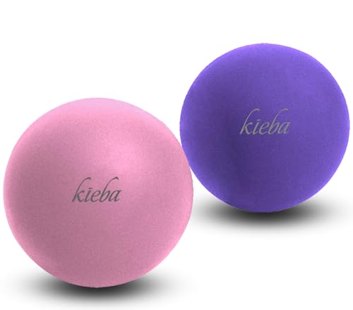 Kieba Massage Lacrosse Balls for Myofascial Release, Trigger Point Therapy, Muscle Knots, and Yoga Therapy. Set of 2 Firm Balls (Pink and Purple)
