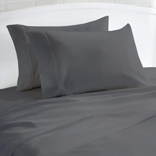 Image of 1000 Thread Count 100% Egyptian Cotton Pillow Cases, Set of 2 Pillowcase, Long-Staple 100% Cotton Breathable, Soft Sateen Weave Bed Pillow Cover, 20 X 30 Inches Pillowcases Dark Grey Standard Size
