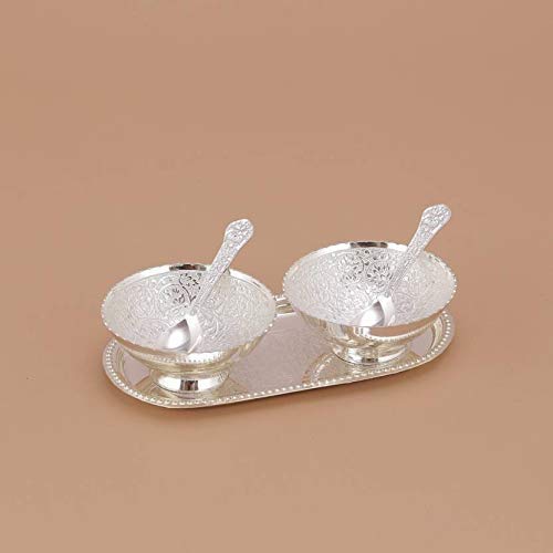 G&D Handmade Designer 2 Bowls 2 Spoons 1 Tray With Comes With Gift Pack Use For Dry Fruits, Gifting Purposes On Wedding Aniversary Diwali Navratri Occasion,Valentine Day Gifts #TOP6