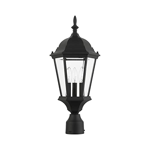 Livex Lighting 7563-14 Hamilton 3 Lt Textured Black Outdoor Post Top Lantern #TOP1