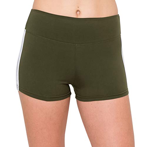 Image of ALWAYS Women's High Waist Spandex Athletic Shorts - Side Stripe Soft Stretch Biker Running Yoga Gym Workout Anti-Chafe Under Dress Layering Short Mauve White L
