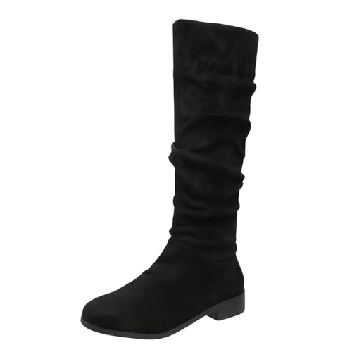 Generisch 2025 Botas de tacón grueso de moda para mujer, botas de moda de color sólido, talla grande, botas deportivas de mujer, zapatos casuales de mujer, zapatillas deportivas, Negro , 39 EU