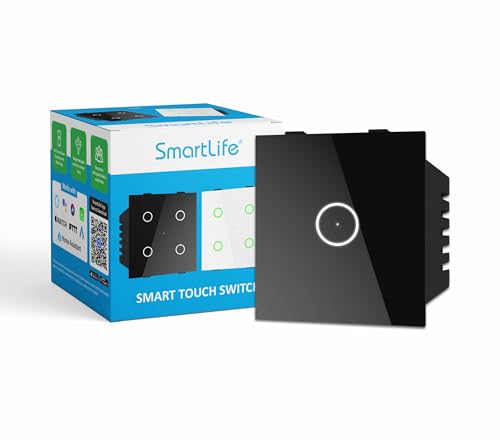 Image of SmartLife Modular 24 Amp Touch Switch (Black) | WiFi + BLE | Premium Glass Finish | Compatible with Alexa, Google Assistant, HA, IFTTT & SmartLife App | Fits Roma & Similar Plates