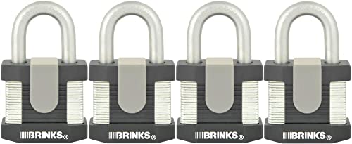 BRINKS - 50mm Commercial Laminated Steel Keyed Padlock, 4-Pack - Solid Steel Body with Boron Steel Shackle