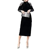 [ｓｃｉｏｎ＆ｃｏ] [シオン] SC96 BK L ワンピース ベロア フォーマル レース 結婚式 パーティー チュニック パーティードレス キャバドレ カラードレス フォーマルドレス ブラックドレス キャバドレス フレアー ベロアー シフォン トロミ 総レース 上品 お嬢 ウェディング 着物 女子会 コンパ 飲み会 女子ウケ 男子ウケ 二次会 正装 ブラック 黒 セミフォーマル レディース