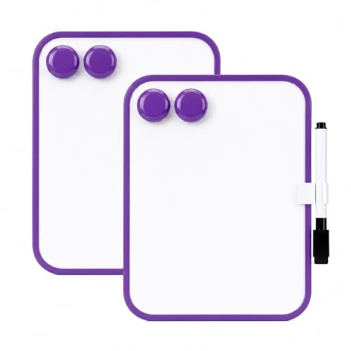 2 Pack Small Dry Erase Board with Erasable Markers and Magnets(Purple)