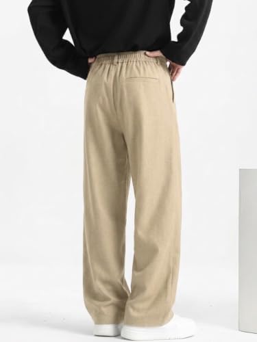 Image of Linen Pants for man | Relaxed Fit Korean Pants | Gurkha Trouser | Lower for Men | Elastic Waist Bottom wear | Straight Fit Casual Trousers | Formal Pant for Office & Wedding