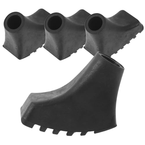SEWOART 4pcs Walking Stick Rubber Ends Trekking Pole Tips Non-Slip Crutch Pad Black Rubber Walking Sticks Caps End