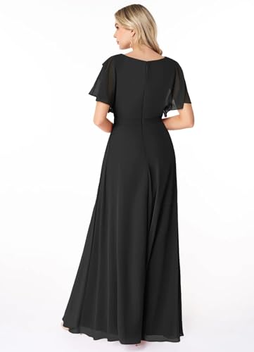 Short Sleeve Mother of The Bride Dress for Wedding Scoop Chiffon Pleated Formal Evening Dress A Line2
