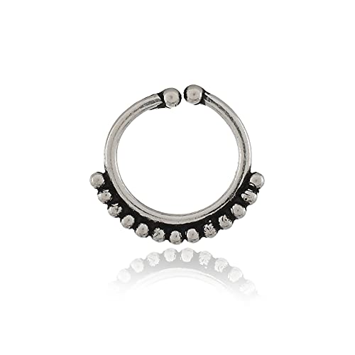 NEMICHAND JEWELS STERLING SILVER 925 HOOP SEPTUM RING/NOSE RING/NOSE PIN/EAR CUFF/CLIP ON / (SINGLE PIECE) - Non Pierced nose