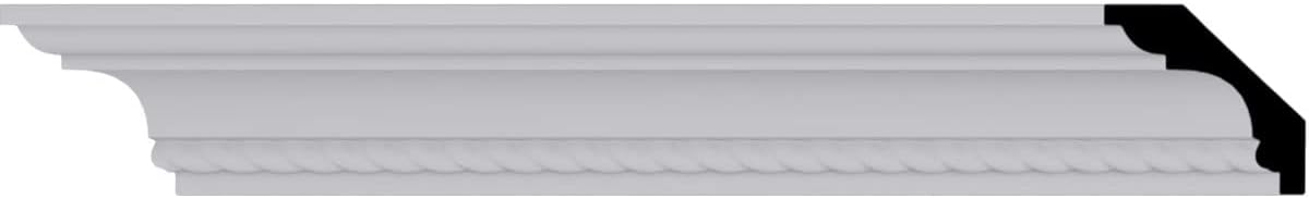 Endurathane Edinburgh Roped Crown Moulding, 2 1/4"H x 2 3/8"P x 3 1/4"F x 94 1/2"L, (1/2" Repeat), Factory Primed