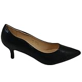  Decollete\' Scarpe Donna a Punta Nero Satinato Tacco a Spillo Midi 5 cm in Pelle Comodo per Cerimonie Eventi Ufficio (38 EU)