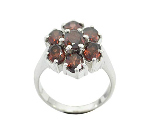 Bague grenat rouge et argent sterling RIYO à porter au quotidien ou en soirée