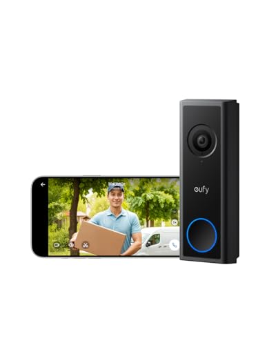 eufy Video Türklingel mit Kamera C30, Akku, 2K FHD, 16:9 Weitwinkel, Nachtsicht, Einfache Installation, Videoanrufe, Mensch- und Bewegungserkennung, HomeBase 3 Kompatibel, Ohne Monatliche ABO-Kosten