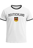 Klassisches Herren WM-Shirt Deutschland Flagge Retro Trikot-Look Fan-Shirt Weiss-schwarz...