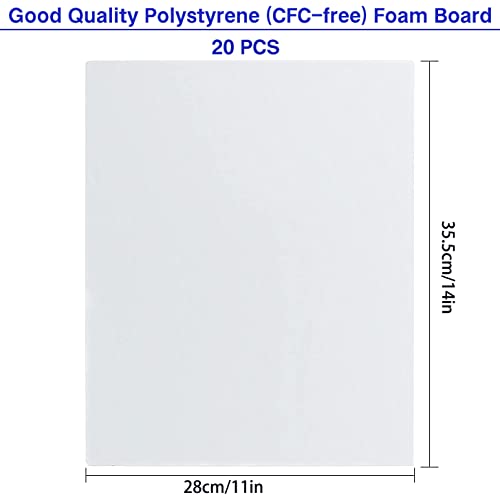 20 Pack 11In X 14In Foam Board, 0.2In Thick White Polystyrene Foam Board Sheet, Poster Boards Signboard For Crafts, Projects, Photo Framing, Art Display #TOP1