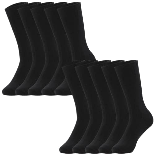 EMA MEGA GROUP CHAUSSETTES CLASSIQUE HOMME 10 PAIRES , D'AFFAIRES, BUSINESS CHAUSSETTES DE SPORT UNISEXE ANTI-TROU À HAUTE ÉLASTICITÉ POUR HOMME (90% COTON) 43-46 NOIR Cover