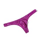 MuscleMate Men's Thong Underwear, Men's Lace Thong Underwear, No Visible Lines, Men's Lace Thong G-String Undie (XL, Purple)