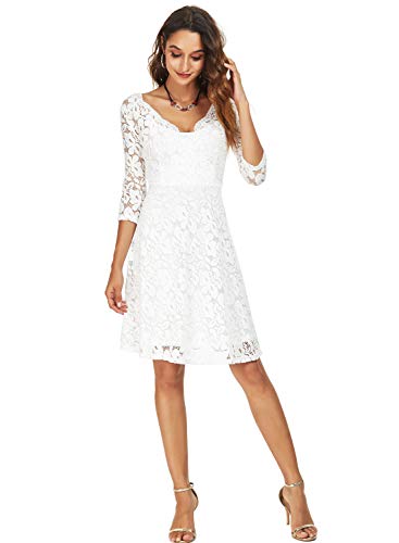 Image of Atnlewhi Womens Vintage Lace Floral Off Shoulder Elegant Swing Dresses A-line Mini Dress for Party Cocktail Wedding