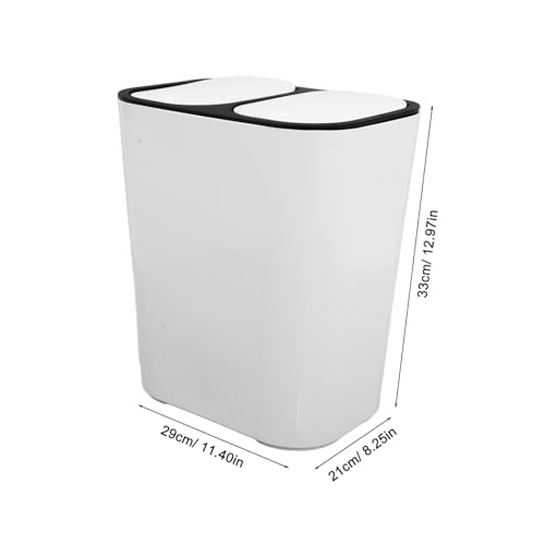 Poubelle sélective double compartiment avec couvercle et corbeille blanche