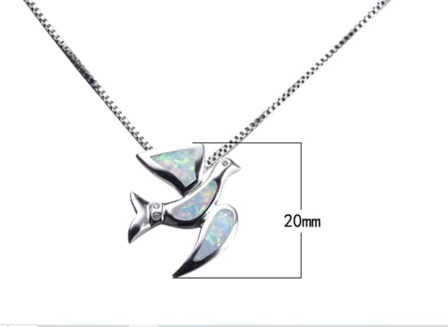 Colliers pour femmes opale de feu pendentif oiseau couleur argent - 2