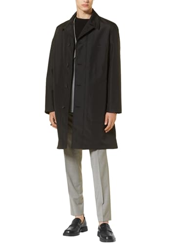 Hugo Boss Men's Relaxed-Fit Black Trench Rain Coat Large Black