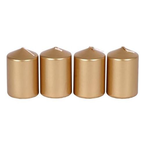BURI Metallic-Stumpenkerzen Gold 4er-Set Adventskerzen...