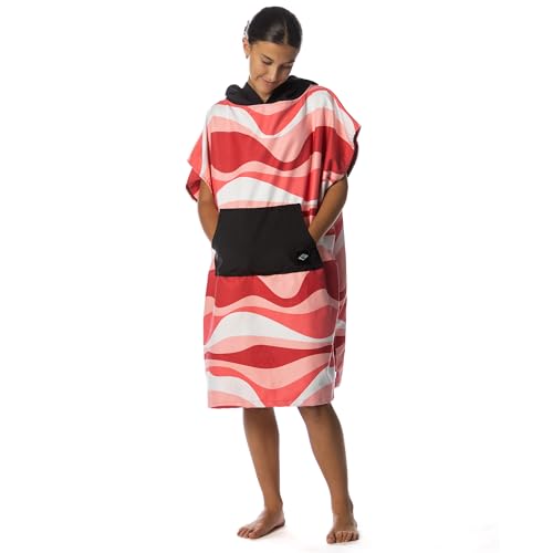 Image of Flow Changing Poncho for Kids - Microfiber Hooded Swim Towel Poncho for Boys & Girls, Perfect for Beach, Pool, or Swim - Quick Dry, Absorbent, Light Weight, and Easy to Pack (Pinkwave, Small)