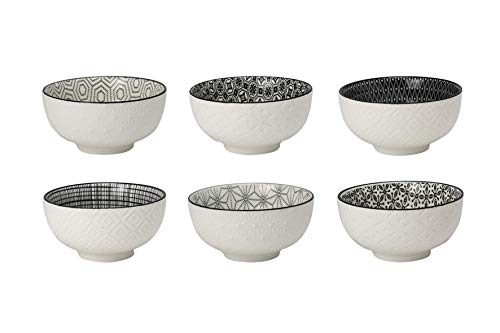 Bol Komae noir et blanc diam 12 cm lot de 6