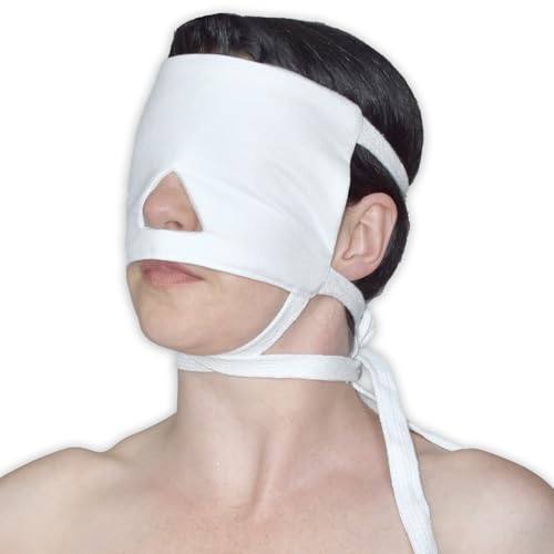 Honeylust - Sehr weiche Klinik Augenbinde - Weiße Bondage Augenmaske - Augenfessel zum binden - Fetisch Baumwoll Sexspielzeug für Klinikspiele - BDSM Erotik Fesseln