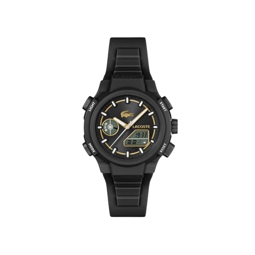 Lacoste Reloj de Cuarzo Multifuncional Analógico-Digital para Mujer Colección LC33 con Correa de Silicona Negra - 2001434