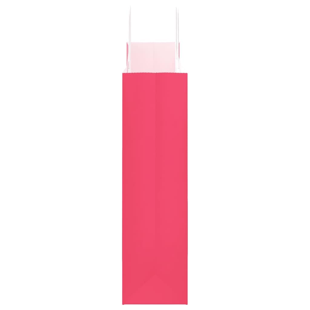 250 Stück Papiertragetaschen Rosa 32x12x42 cm, Kraftpapier Geschenktüten mit Henkeln für Einkauf, Takeaway und Party, Nachhaltige Papiertüten