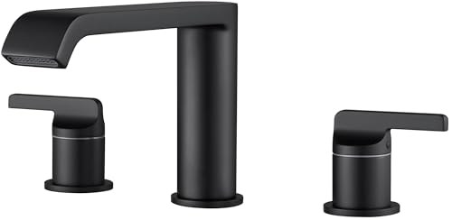 SITGES Matte Black Roman Tub Faucet, Solid Brass 3-Hole Deck Mount with Medium-Height Spout, Dual...