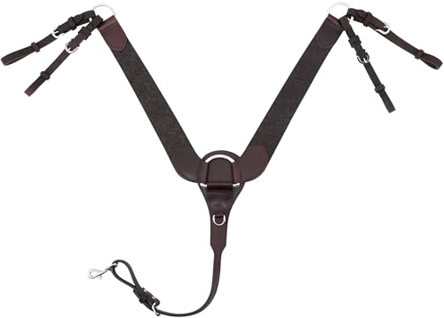 Jeereal Western Horse Breast Collar, Hand-Tooled Embossed Design for Durability - Ranch & Riding Tack for Horses, Tack for Training, Shows & Ranch Work - Heavy Oil-Tanned Full-Grain Leather