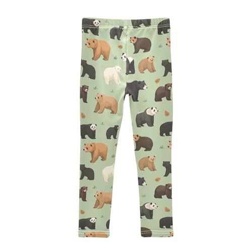 Wusikd Bear Panda Girls' Leggings Toddler Doodles Kids Yoga Pants Dance Active Tights 4T2